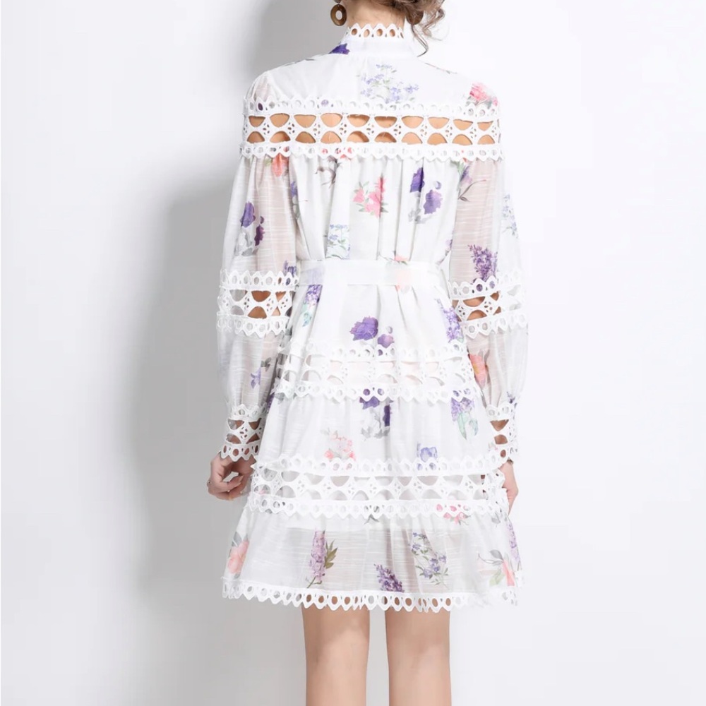 Lai Meng Five Cats Floral Lace Long Sleeve Dress Size Small New With Tag - Picture 3 of 16